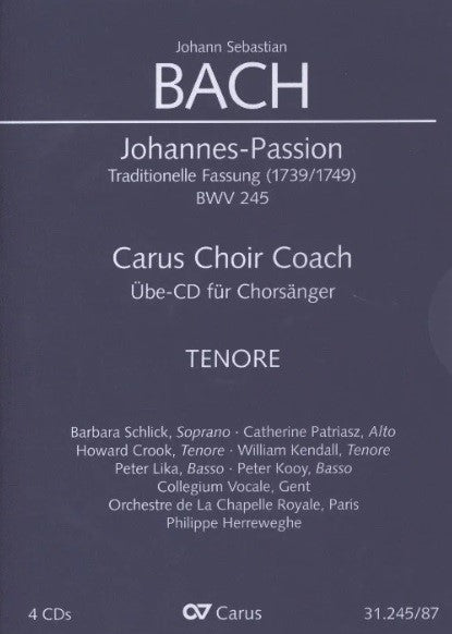 バッハ：ヨハネ受難曲 BWV 245(Trad. 1739/1749年版)(独語・英語)/原典版/Wollny編: テノール・パート合唱練習用 【輸入：CD/DVD】 Default Title
