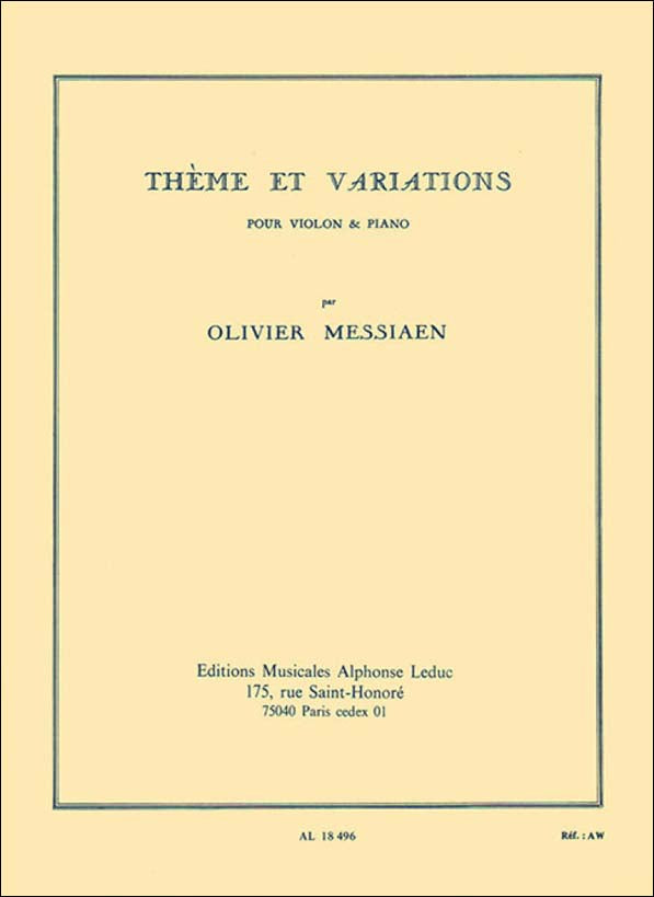 メシアン：バイオリンのための主題と変奏 【輸入：ヴァイオリン】