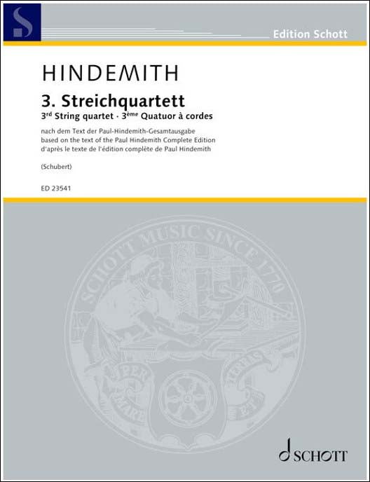 ヒンデミット：弦楽四重奏 第3番 Op.16: スコアとパート譜セット 【輸入：室内楽(パート譜)】
