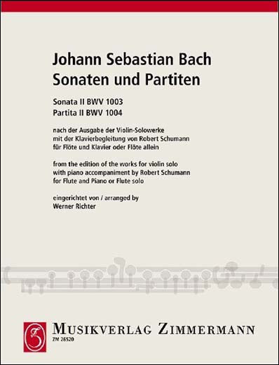 バッハ：無伴奏バイオリン・ソナタとパルティータ BWV 1003-1004/シューマンピアノ伴奏版/Richter編 【輸入：フルート】