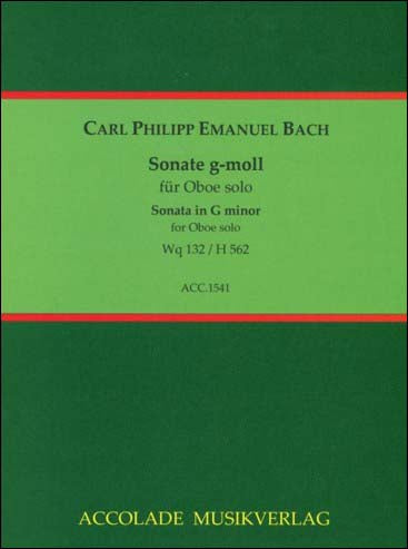 バッハ：フルート・ソナタ Wq 132, H.562/オーボエ・ソロ用編曲(ト短調版)/Koenigsbeck編 【輸入：オーボエ】
