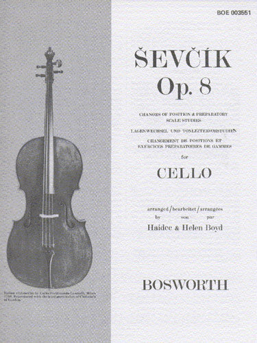 シェフチーク(セヴシック)：ポジションの移動とやさしいスケールの練習 Op.8 【輸入：チェロ】