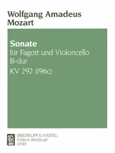 モーツァルト：バスーンとチェロのための二重奏曲 変ロ長調 KV 292 【輸入：室内楽(パート譜)】