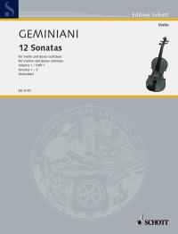 ジェミニアーニ：12のバイオリン・ソナタ集 Op.1 第1巻: 第1番-第3番 【輸入：ヴァイオリン】
