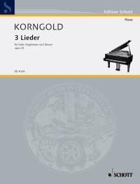 コルンゴルト：3つの歌 Op.22 【輸入：ヴォーカルとピアノ】