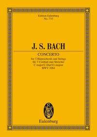 バッハ：3台のチェンバロのための協奏曲 第2番 ハ長調 BWV 1064: スタディ・スコア 【輸入：ピアノとオーケストラ(スコア)】