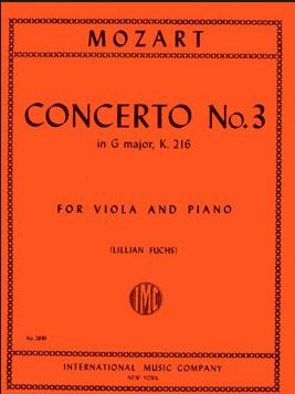 モーツァルト：バイオリン協奏曲 第3番 ト長調 KV 216/ビオラのための編曲 【輸入：ヴィオラ】