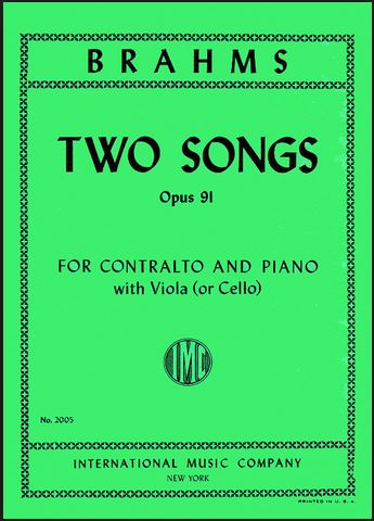 ブラームス：アルトのための2つの歌 Op.91 【輸入：ヴォーカルとピアノ】