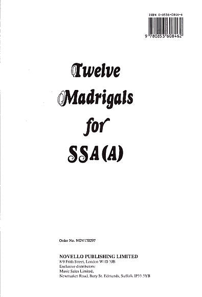 12 MADRIGALS(S,S,A) 【輸入：合唱とピアノ】