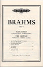 ブラームス：女声三部合唱のための4つの歌 Op.17 (独語・英語) 【輸入：合唱とピアノ】