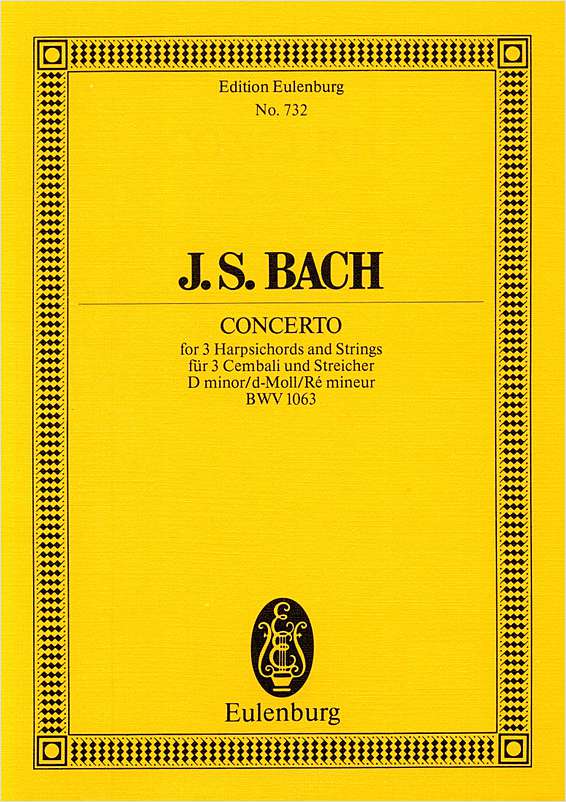 バッハ：3台のチェンバロのための協奏曲 第1番 ニ短調 BWV 1063: スタディ・スコア 【輸入：ピアノとオーケストラ(スコア)】