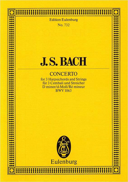 バッハ：3台のチェンバロのための協奏曲 第1番 ニ短調 BWV 1063: スタディ・スコア 【輸入：ピアノとオーケストラ(スコア)】