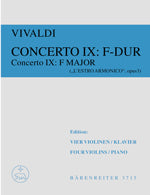 ヴィヴァルディ：合奏協奏曲集「調和の霊感」より 4台のバイオリンとチェロのための協奏曲 ヘ長調 F.IV, N.9 Op.3/7 RV 567 【輸入：ヴァイオリン】