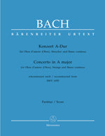 バッハ:オーボエ・ダ・モーレのための協奏曲 イ長調/チェンバロ協奏曲 BWV 1055に基づく編曲版/原典版/Fischer編: 指揮者用大型スコア 【輸入:オーボエとオーケストラ(スコア)】