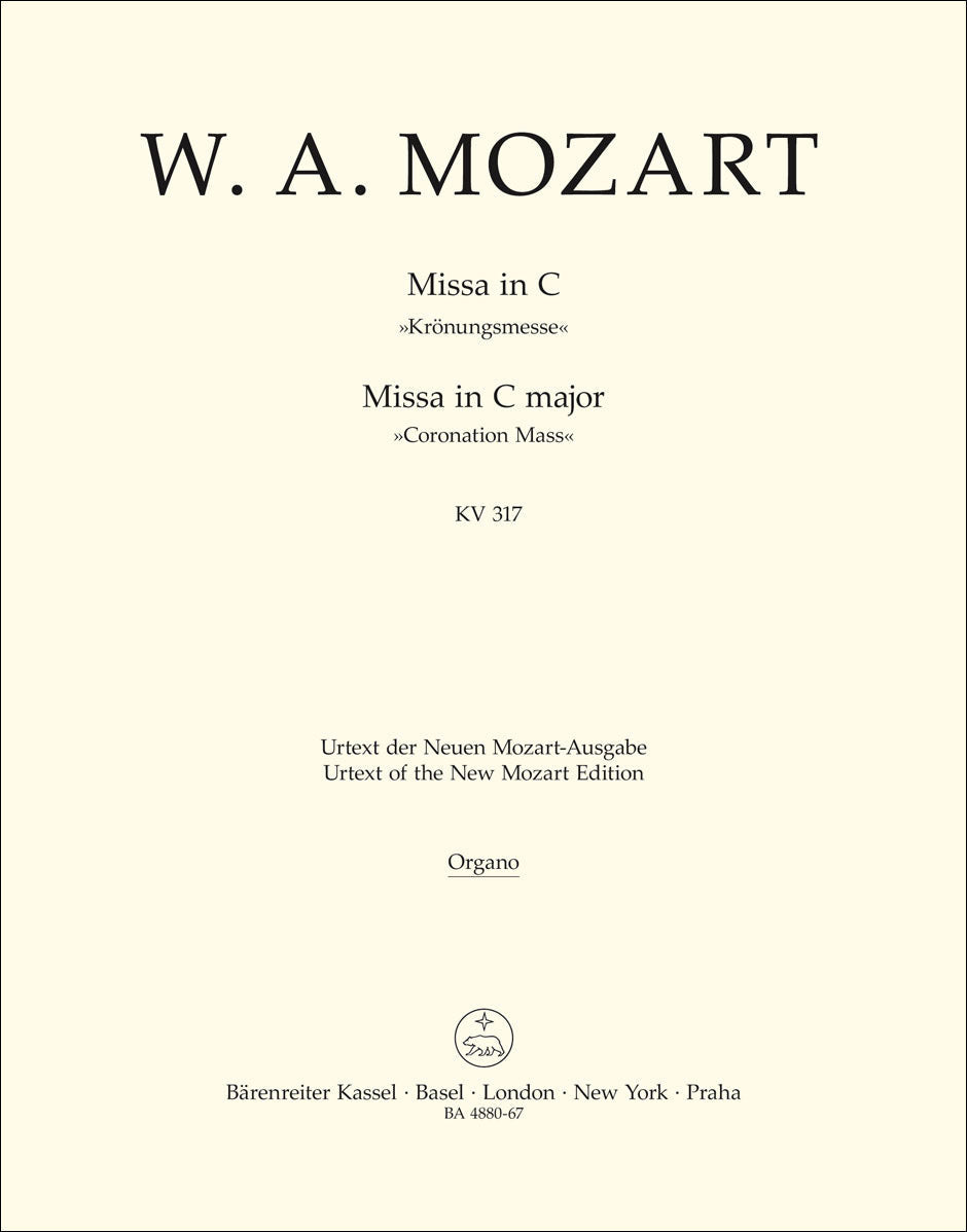 モーツァルト：戴冠ミサ ハ長調 KV 317/原典版/Holl編: オルガン 【輸入：オーケストラ･パート譜】