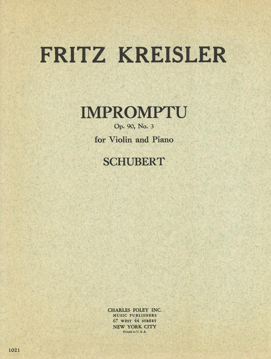 シューベルト：即興曲 Op.90 No.3 D 899(バイオリンとピアノ)/クライスラー編曲 【輸入：ヴァイオリン】