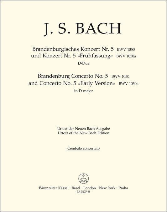 バッハ：ブランデンブルク協奏曲 第5番 ニ長調 BWV 1050(初稿)/原典版/Besseler & Durr編: ソロ・チェンバロ 【輸入：オーケストラ･パート譜】
