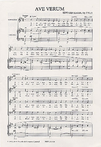 エルガー：アヴェ・ヴェルム Op.2/1 【輸入：合唱とピアノ】