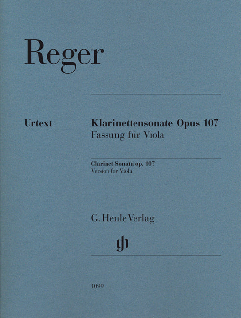 レーガー：クラリネット・ソナタ Op.107(ビオラ用編曲)/Kube編、Weber(運指付、運指なしパート付） 【輸入：ヴィオラ】