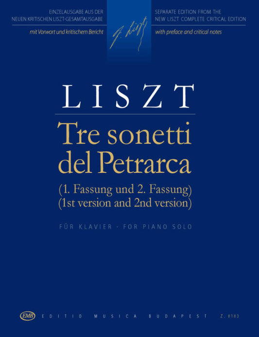 リスト：巡礼の年 第2年 「イタリア」より ペトラルカの3つのソネット(初稿と第2稿)/新リスト全集/Sulyok & Mezo & Kaczmarczyk編 【輸入：ピアノ】