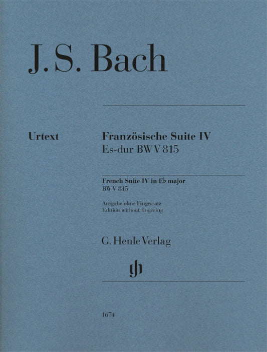 バッハ：フランス組曲 第4番 BWV 815/原典版/Scheideler編/運指なし 【輸入：ピアノ】