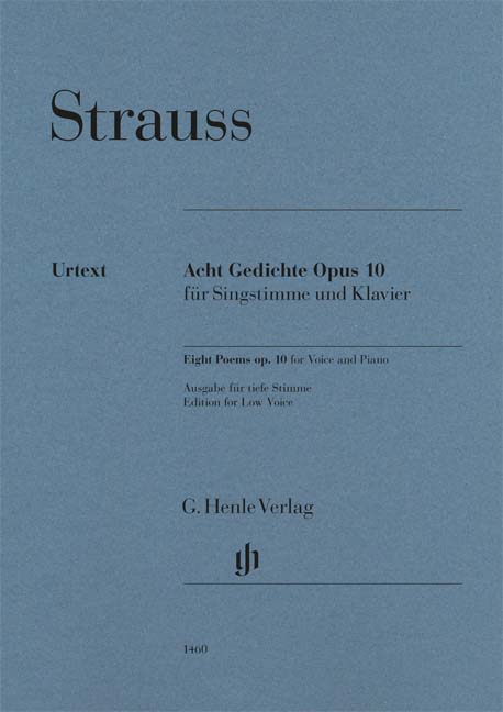 シュトラウス：8つの歌曲 Op.10(低声用)(英語・独語)/Oppermann編 【輸入：ヴォーカルとピアノ】