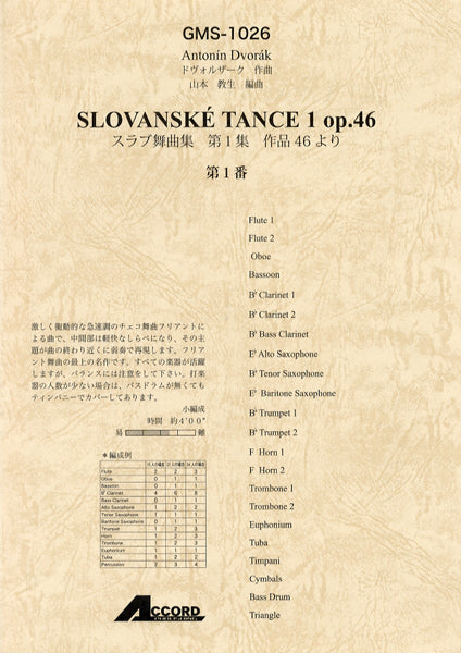 ドヴォルザーク作曲　スラブ舞曲集　第１集　作品４６より　第１番