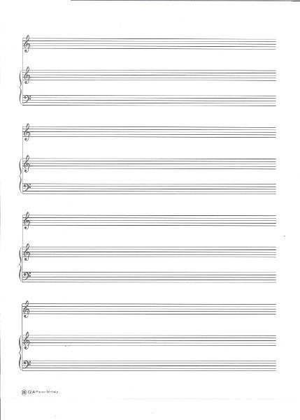 五線紙 パート用 12A PIANO・MELODY【両面刷】 (1袋:10枚入)