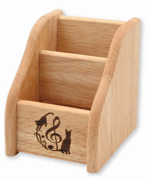 木製ペンスタンド 音楽とネコ