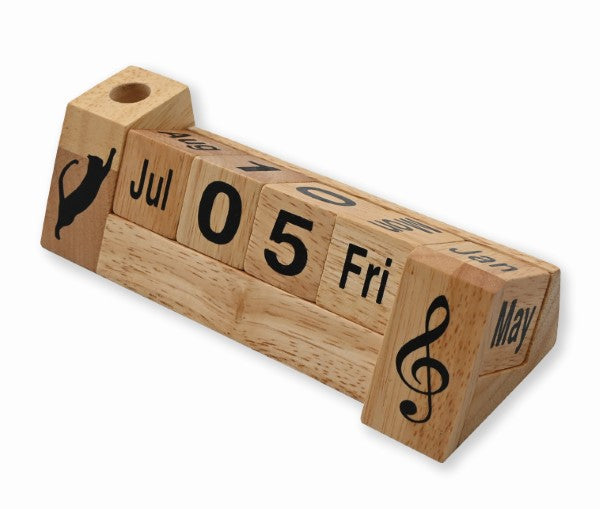 木製カレンダー 音楽とネコ