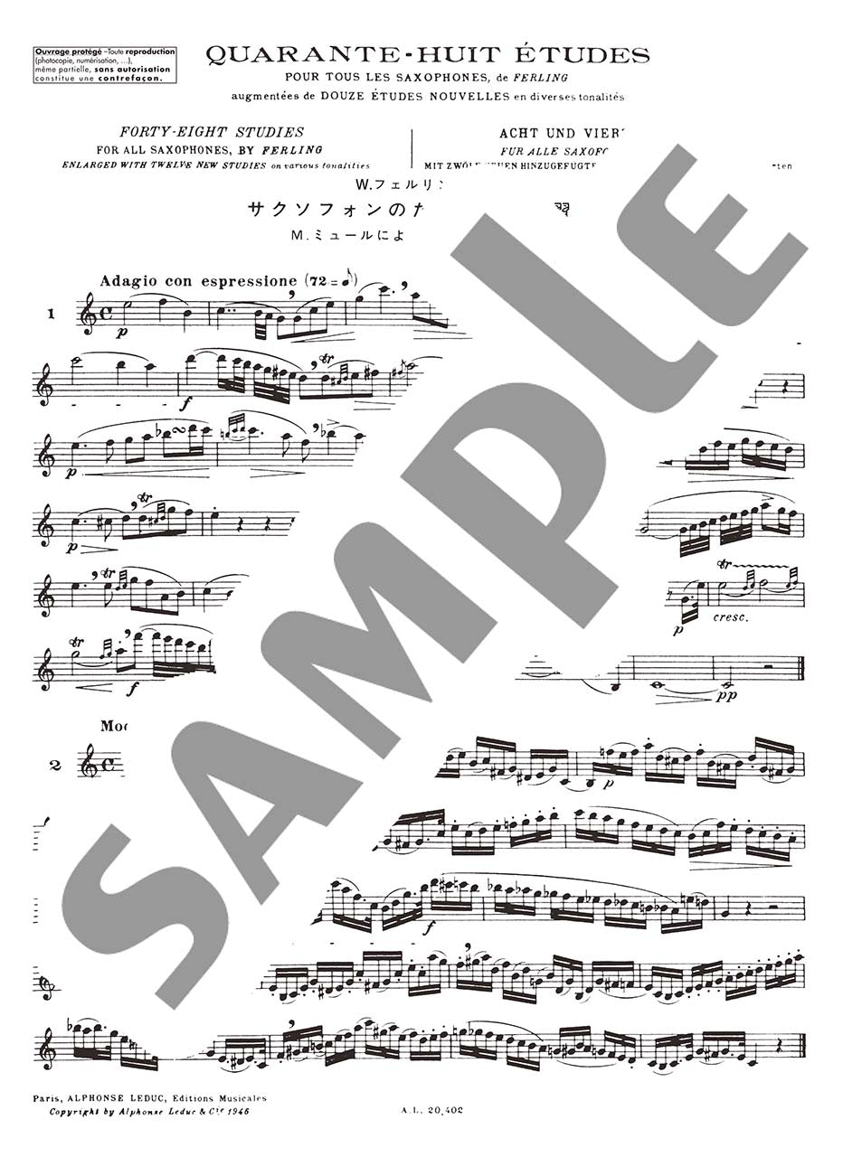 フェルリング/ミュール:サクソフォンのための48の練習曲 ルデュック社ライセンス版_2