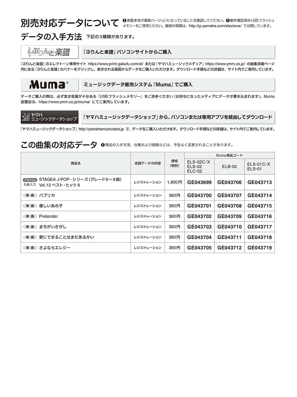 STAGEA J-POP 9～8級 Vol.12 ベスト・ヒッツ6_1