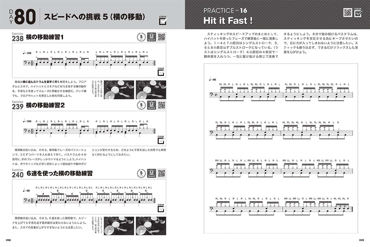 【1日】に【3つ】のフレーズを【5分】ずつ叩くドラムワークアウトブック